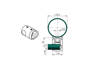 Querstabhalter Ø16,0 mm/Ø42,4 mm LINKS Traversenhalter Reling Geländer Relinggeländer V2A Edelstahl